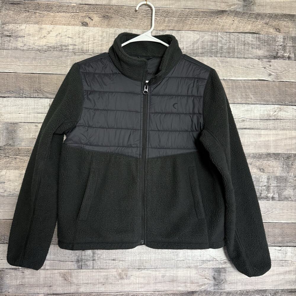 ZYIA Active Women's Full Zip Fleece Puffer Hybrid Jacket Black Sz Medium